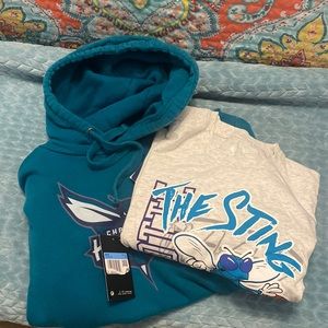 Charlotte Hornets tee and sweatshirt